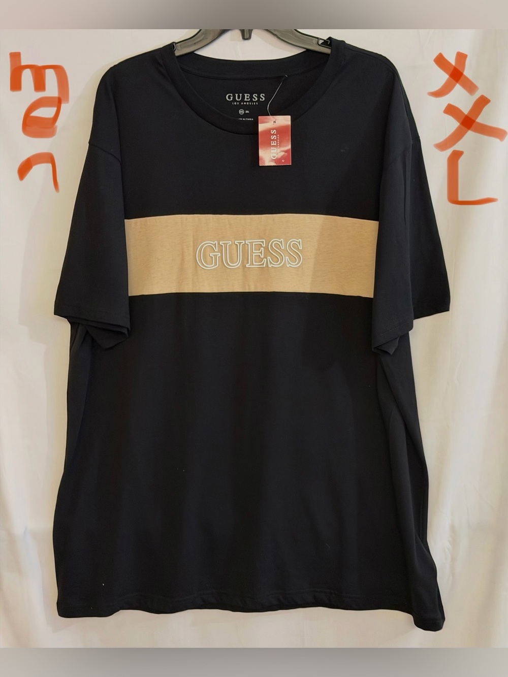 GUESS Black Tee with Beige Chest Band